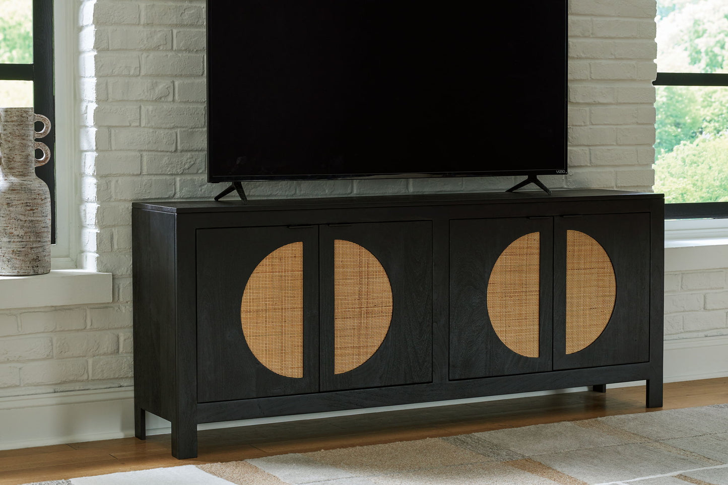 Cliffiings - Black / Natural - Accent Cabinet - Hornell Furniture Outlet