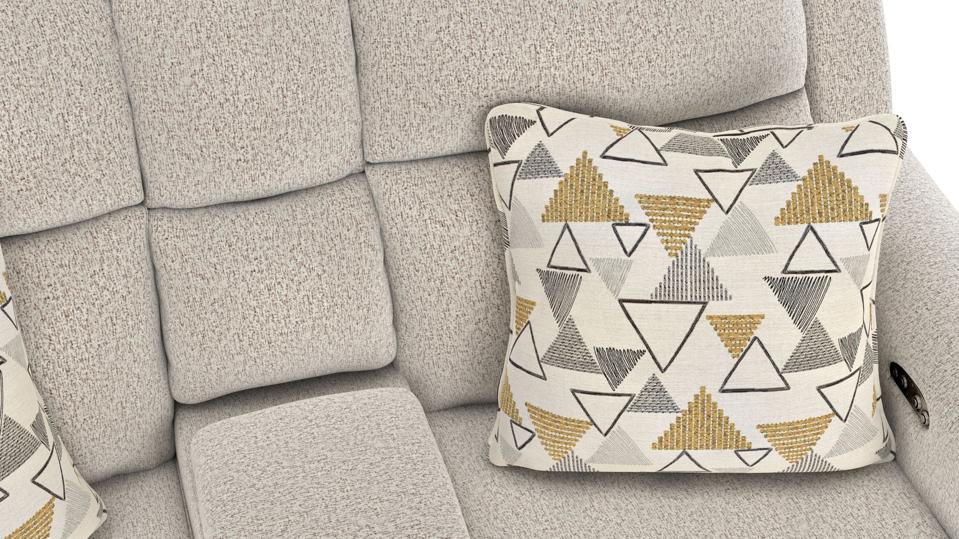 Micah - Power Headrest Power Deep Seat Reclining Console Loveseat - Oatmeal - Hornell Furniture Outlet