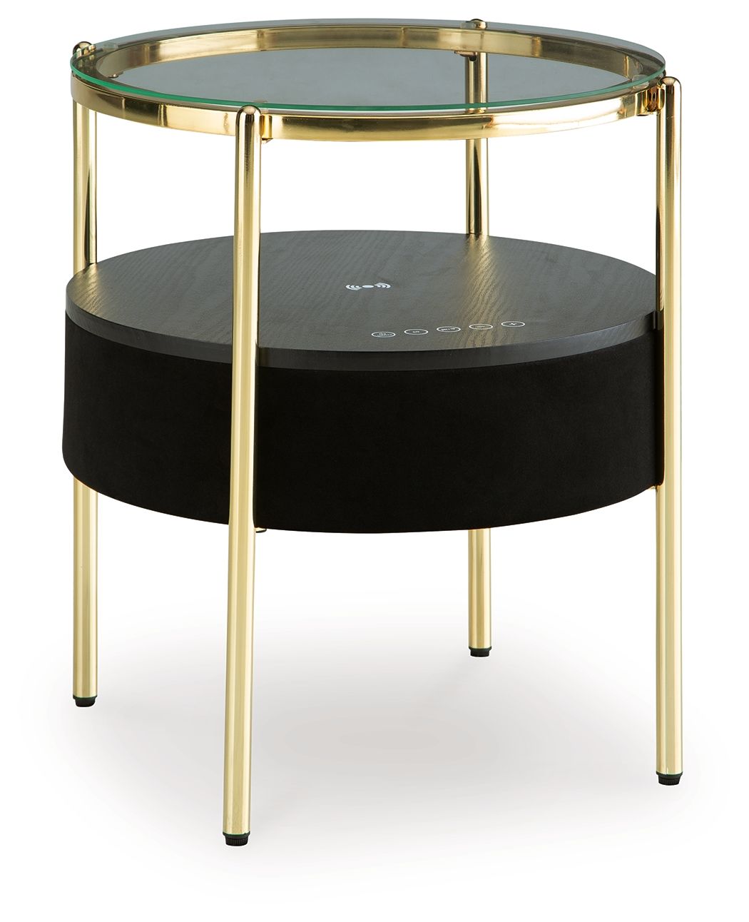Nedman - Black / Gold Finish - Accent Table With Speaker - Hornell Furniture Outlet