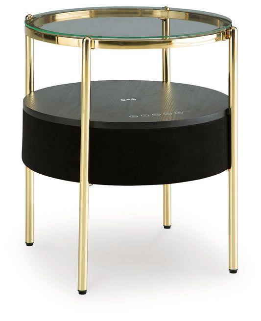 Nedman - Black / Gold Finish - Accent Table With Speaker - Hornell Furniture Outlet