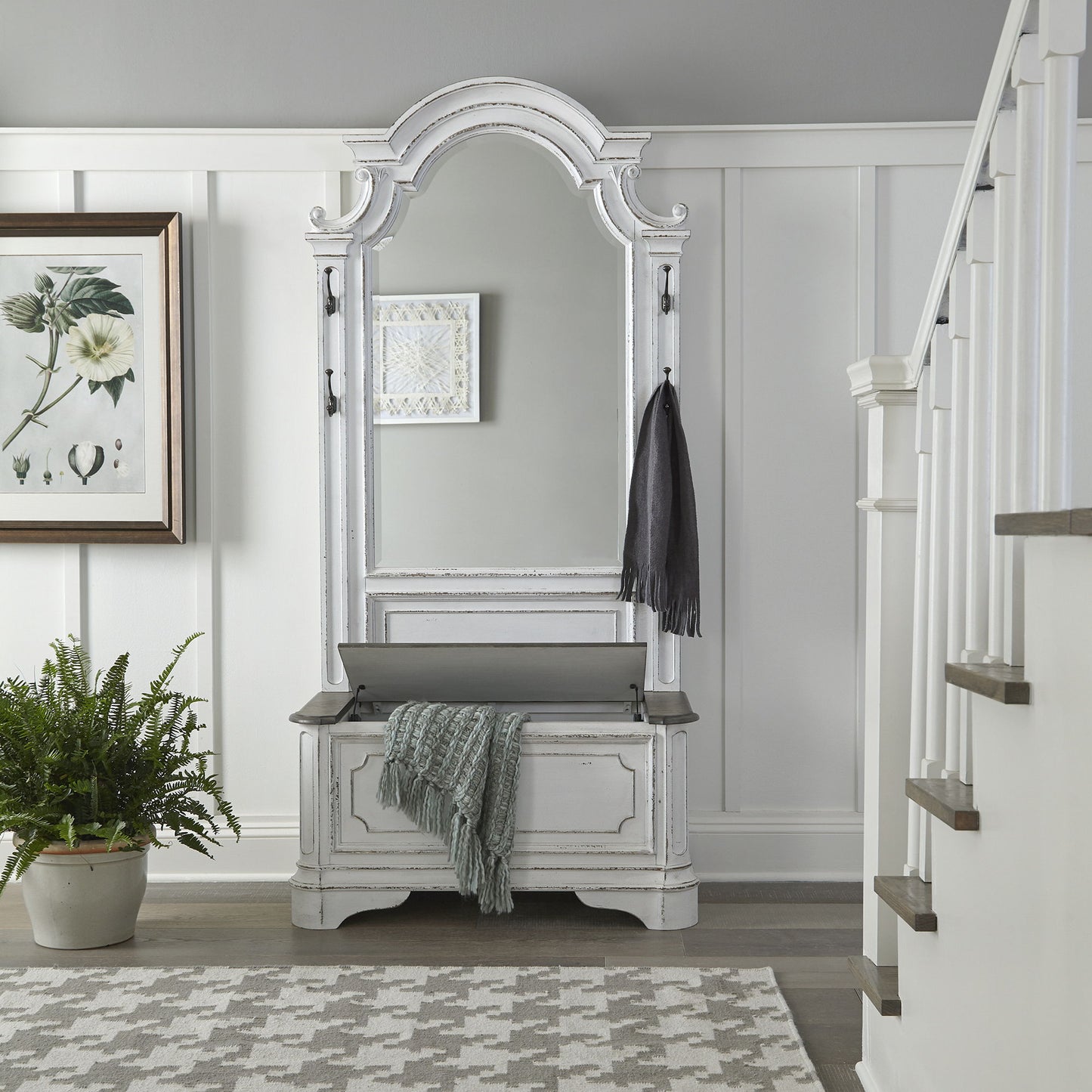 Magnolia Manor - 2 Piece Hall Tree - White - Hornell Furniture Outlet
