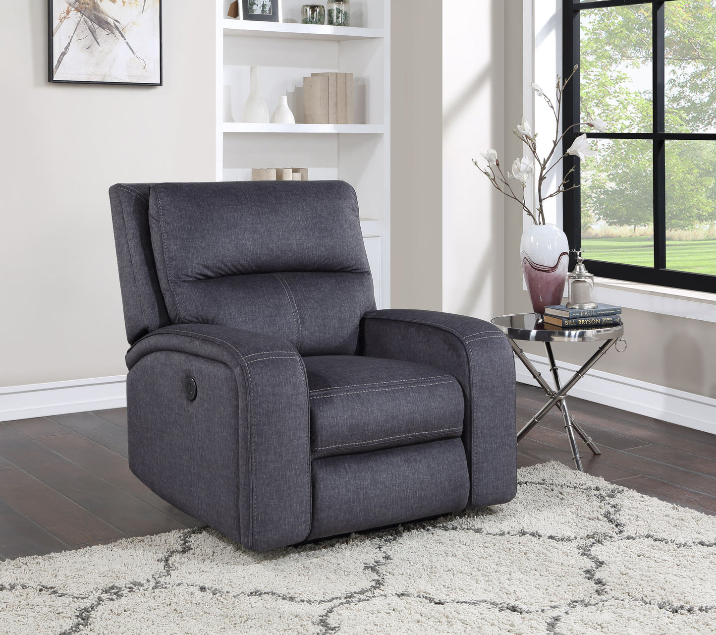 Lovell - Power Reclining Chair - Dark Gray - Hornell Furniture Outlet