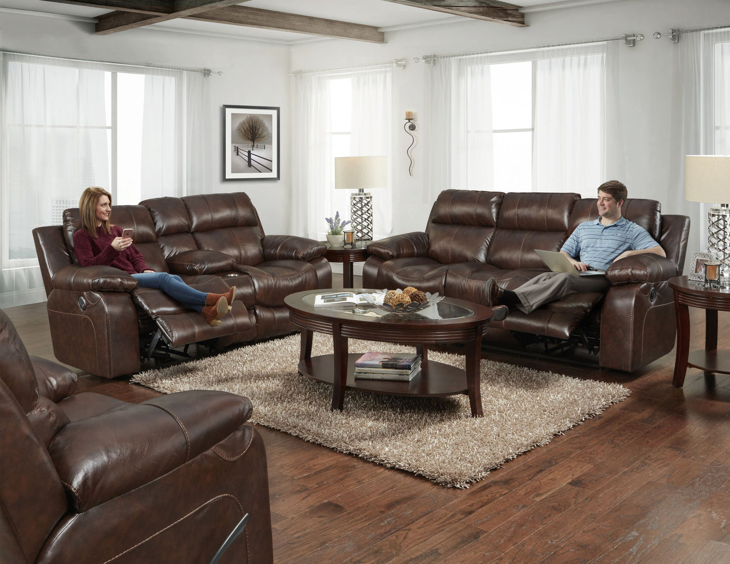 Positano - Reclining Console Loveseat - Hornell Furniture Outlet