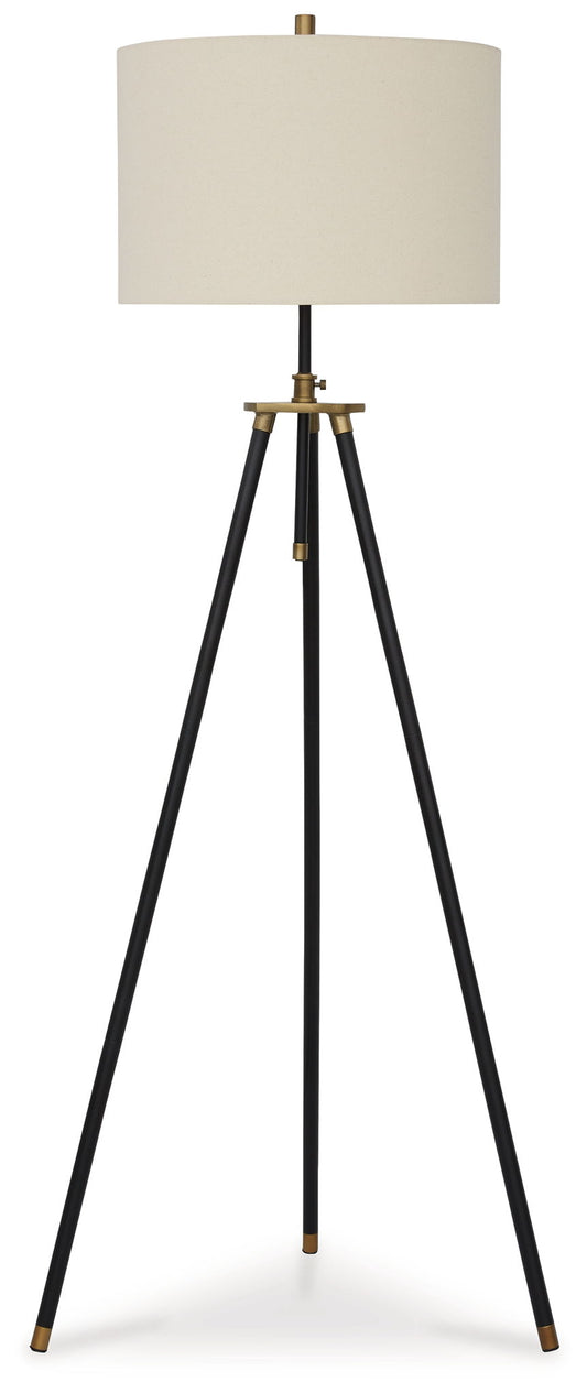 Cashner - Black / Gold Finish - Metal Floor Lamp - Hornell Furniture Outlet