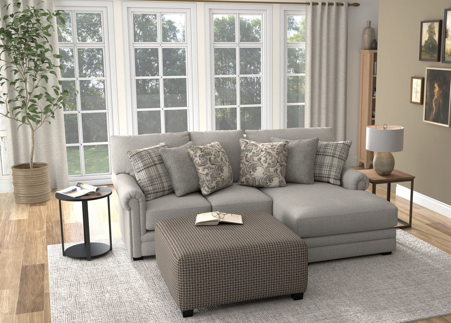 Livingston - Sectional With Comfort Coil Seating, 40" Cocktail Ottoman And Accent Pillows Included - Hornell Furniture Outlet