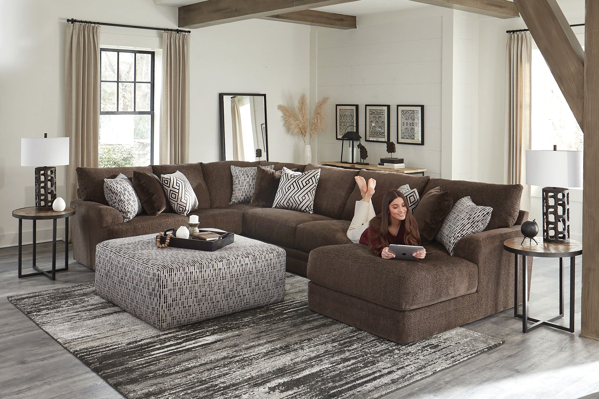 Galaxy - Sectional And Cocktail Ottoman - Hornell Furniture Outlet