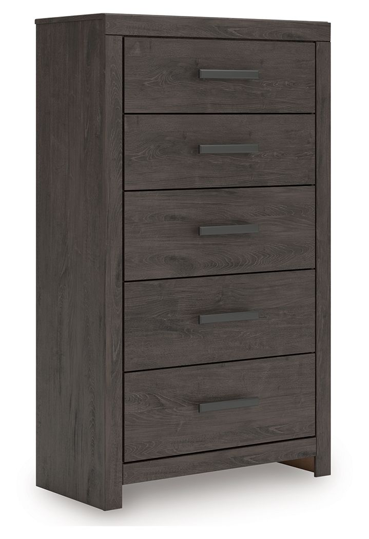 Prendonea - Charcoal - Five Drawer Chest - Hornell Furniture Outlet