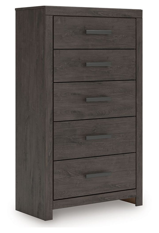 Prendonea - Charcoal - Five Drawer Chest - Hornell Furniture Outlet