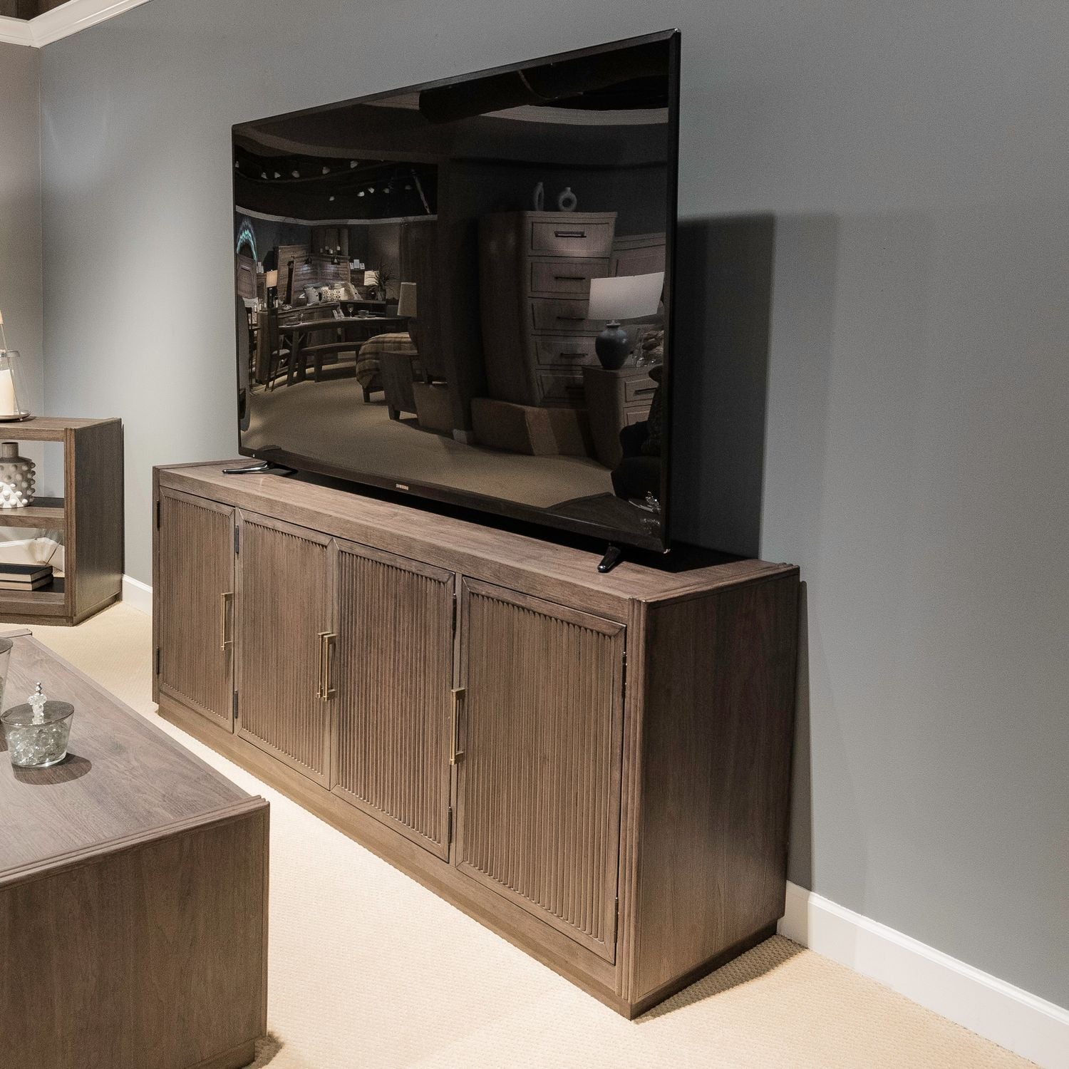 Modern Edge - 77" TV Console - Brown - Hornell Furniture Outlet