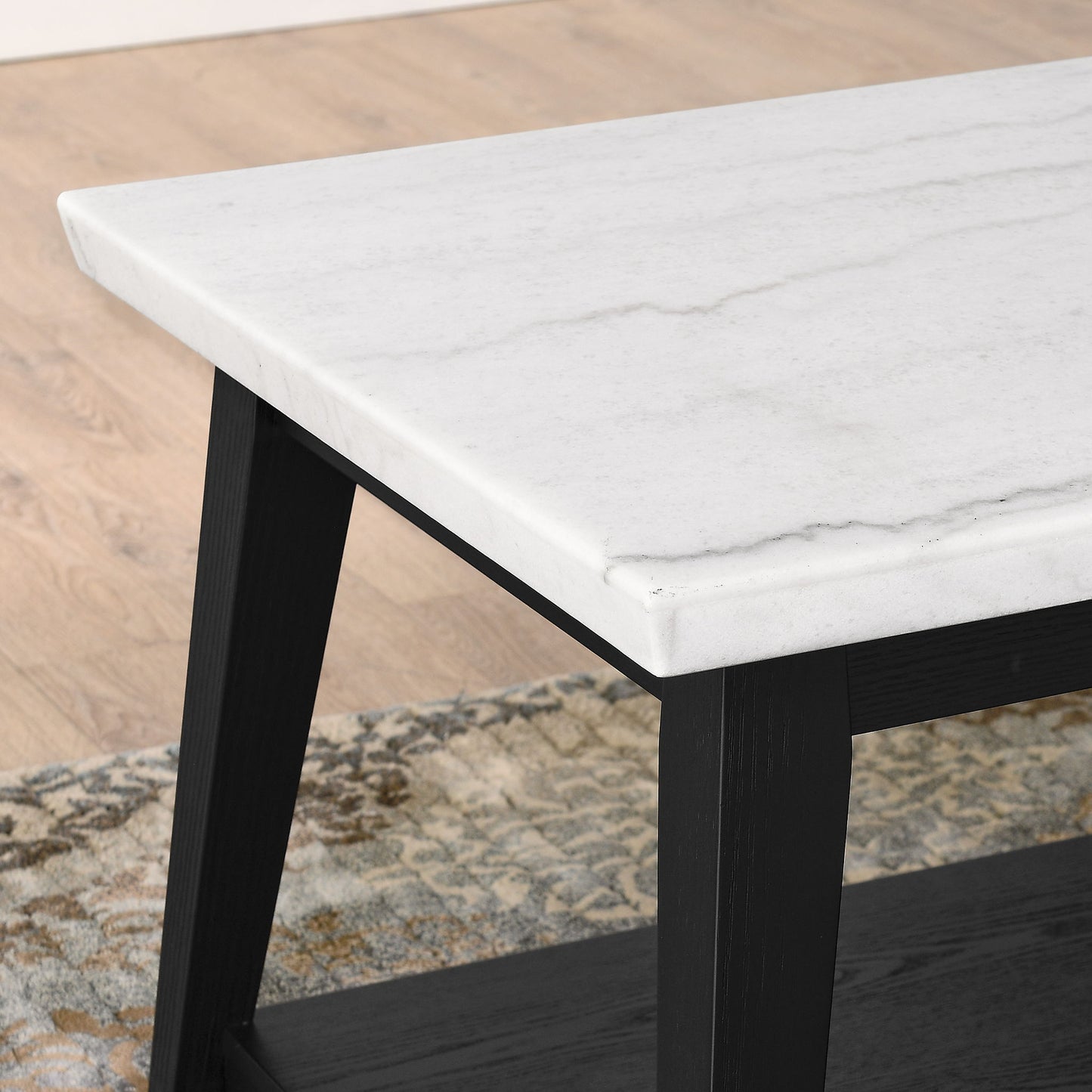 Vida - Marble Cocktail Table With Casters - Black / White - Hornell Furniture Outlet