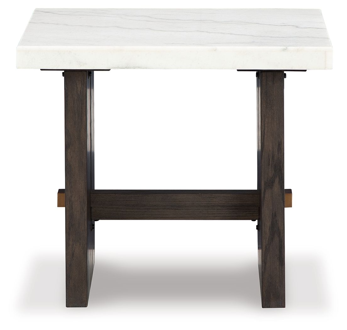 Burkhaus - White / Dark Brown - Rectangular End Table - Hornell Furniture Outlet