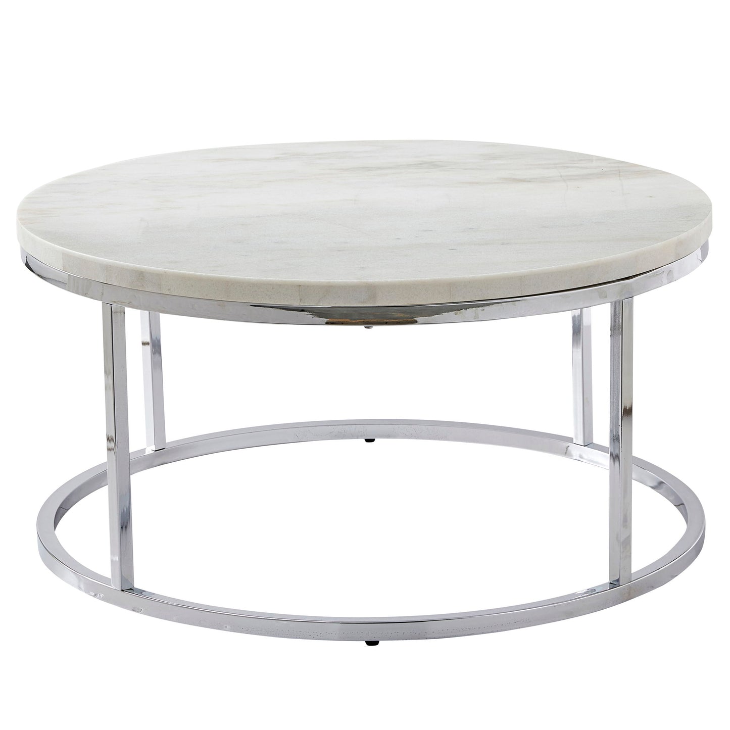 Echo - White Marble Top Round Cocktail Table - White - Hornell Furniture Outlet
