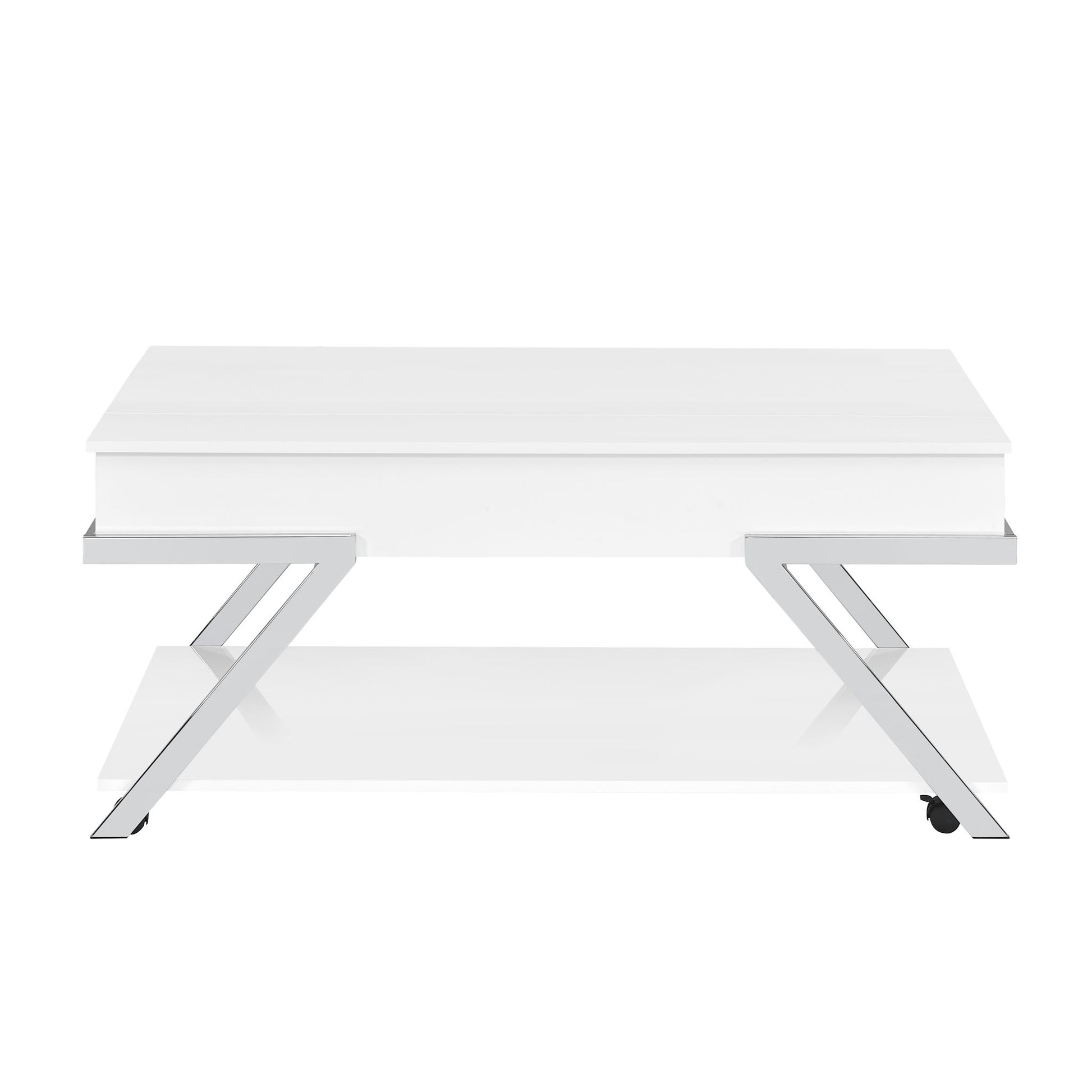Zena - Lift - Top Cocktail Table With Casters - White - Hornell Furniture Outlet