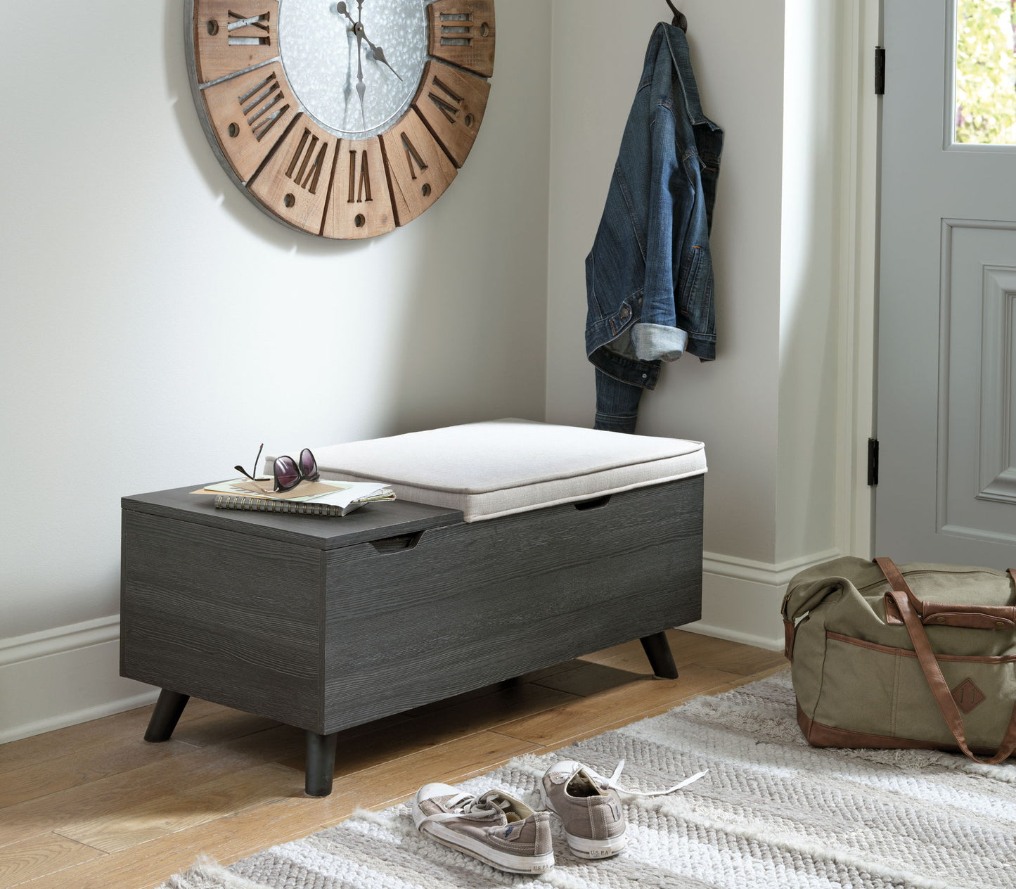 Yarlow - Dark Gray - Storage Bench - Hornell Furniture Outlet