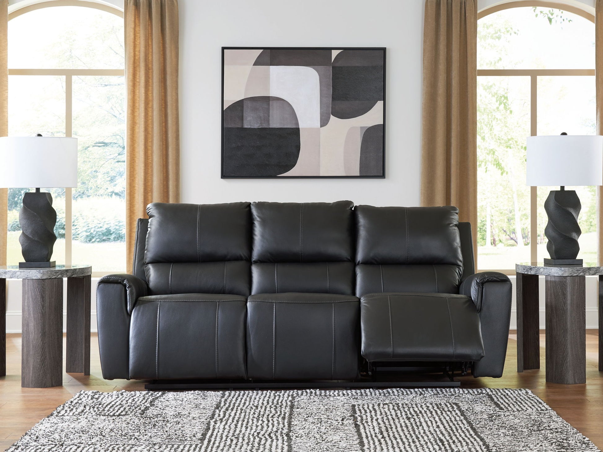 Glossmore - Black - Reclining Sofa - Hornell Furniture Outlet