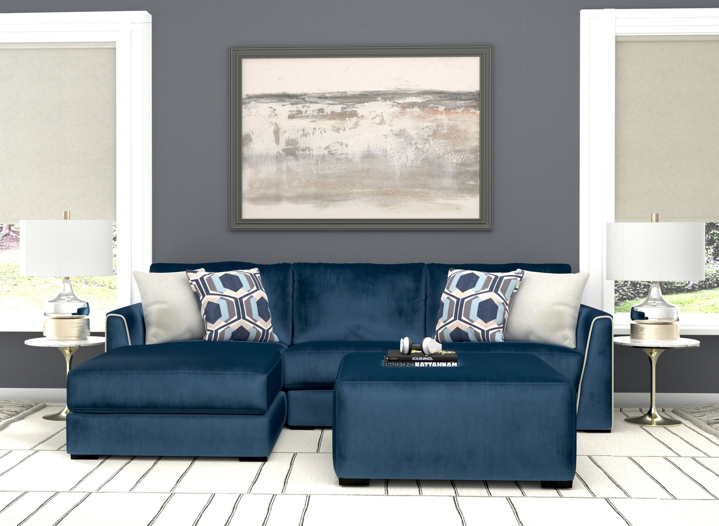 Jetson - Sectional With Comfort Coil Seat Cushions, Included Accent Pillows & Cocktail Ottoman - Hornell Furniture Outlet