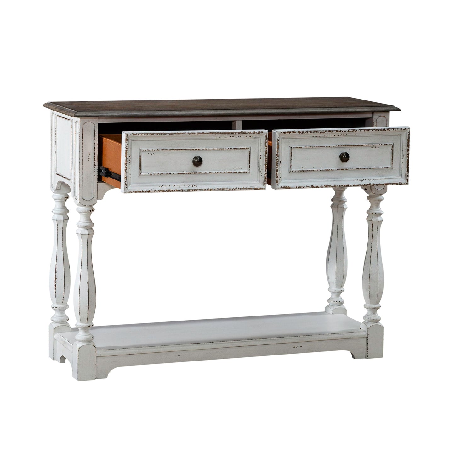 Magnolia Manor - Hall Console Bottom With Shelf For Display & Storage - White - Hornell Furniture Outlet