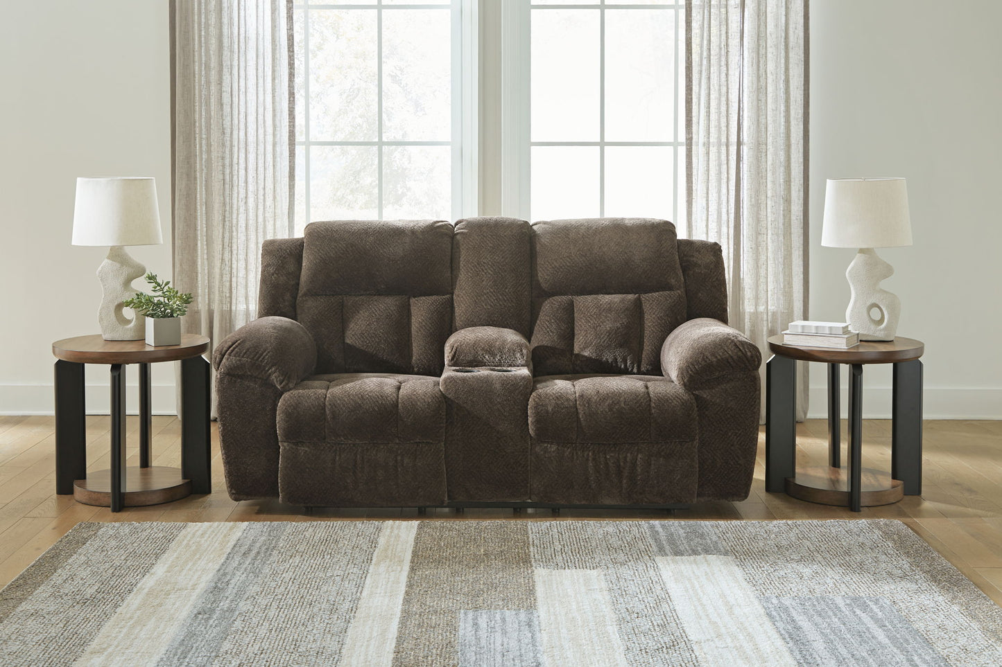 Frohn - Dbl Reclining Loveseat With Console - Hornell Furniture Outlet