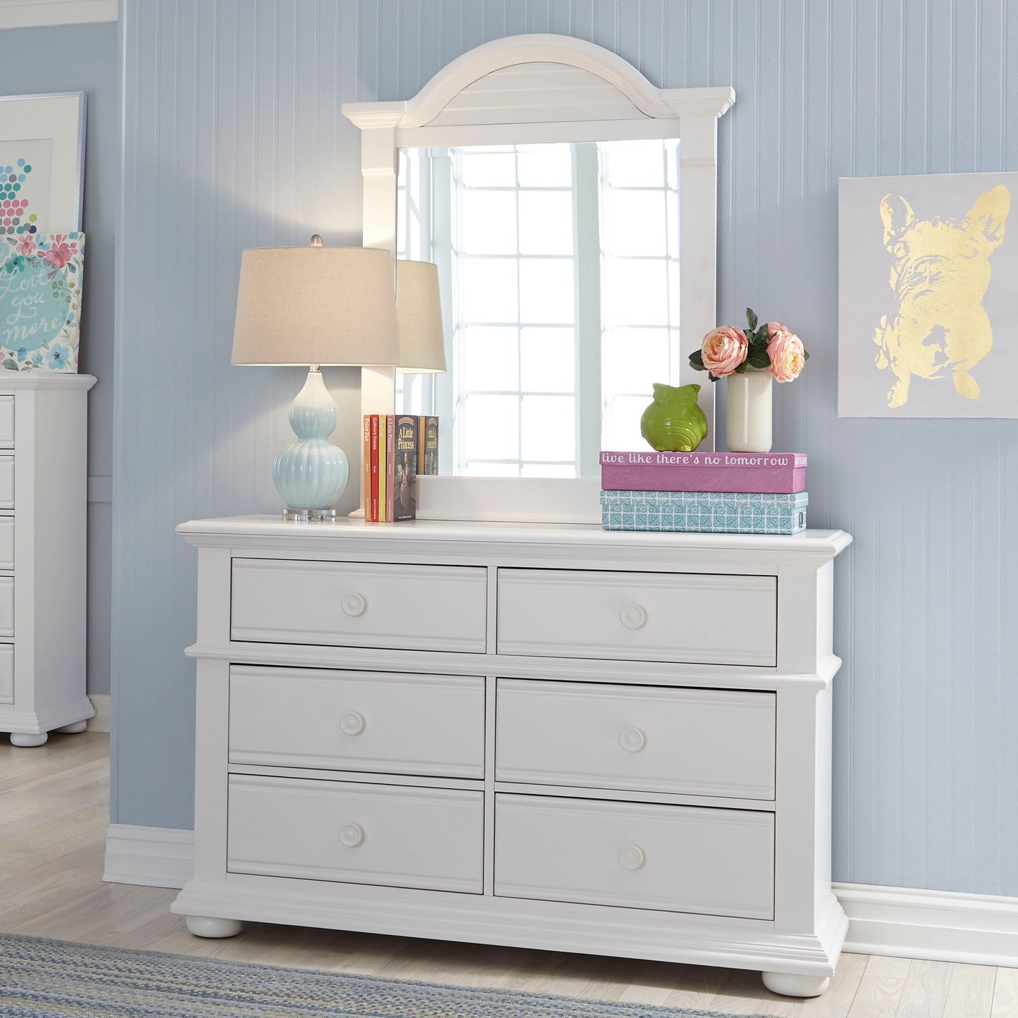 Summer House - 6 Drawers Dresser & Mirror - White - Hornell Furniture Outlet