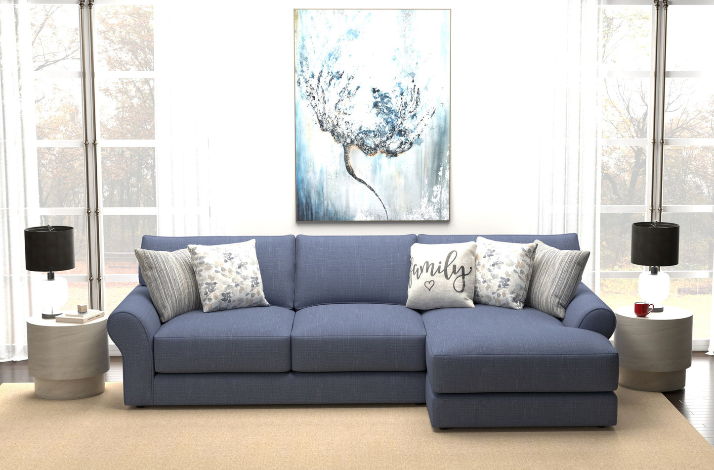 Cape May - Sofa Chaise With Comfort Coil Seating And 5 Accent Pillows Included - Hornell Furniture Outlet