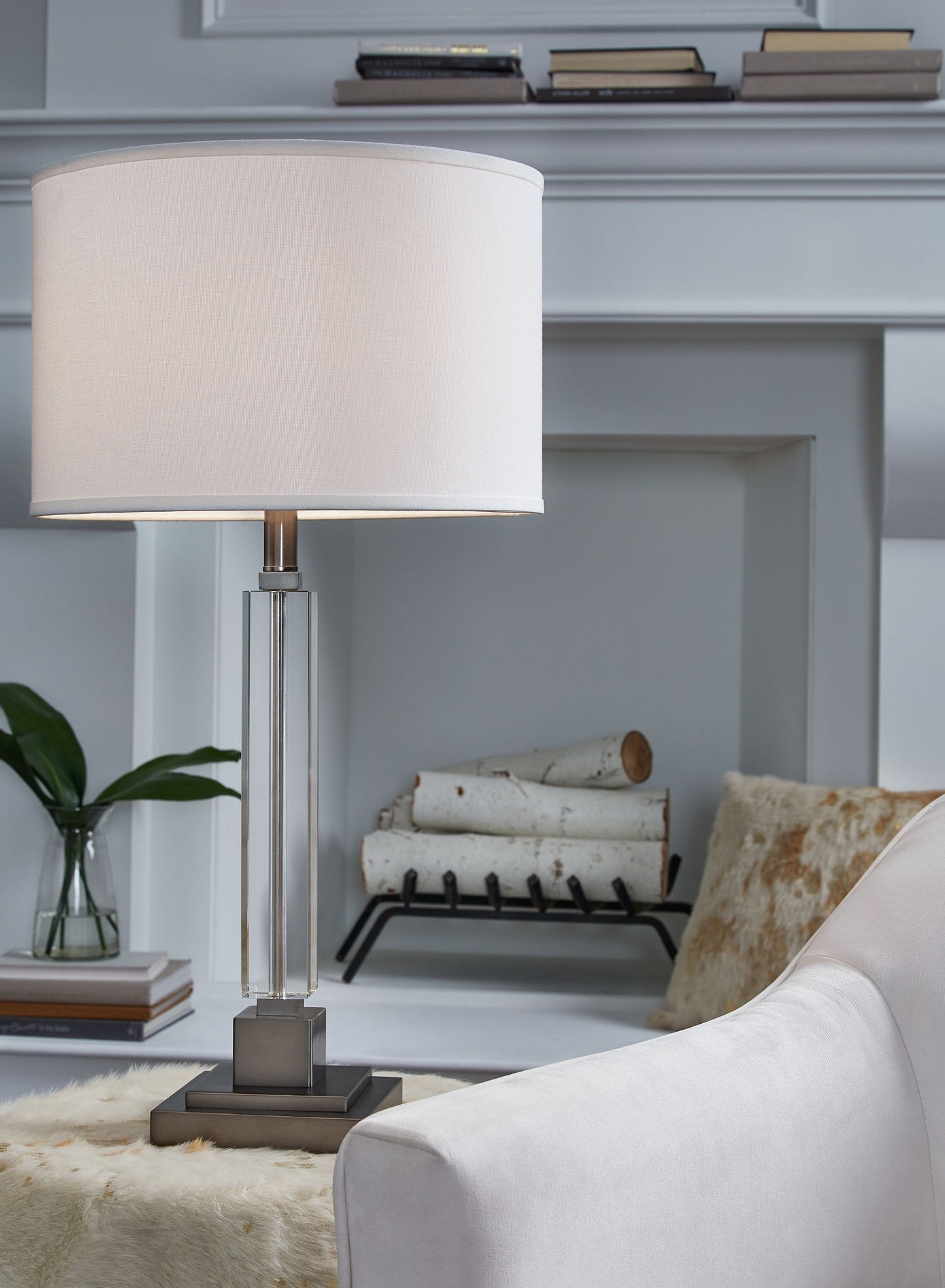 Deccalen - Clear / Silver Finish - Crystal Table Lamp - Hornell Furniture Outlet