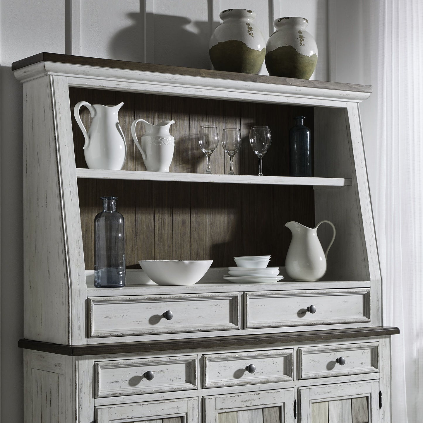 River Place - Angled Server Hutch - White - Hornell Furniture Outlet
