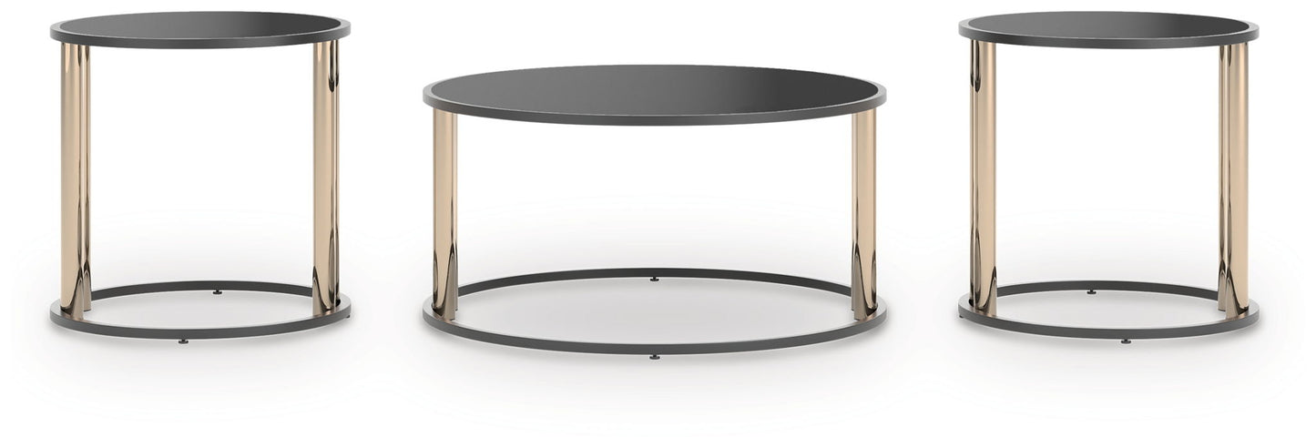 Hannerly - Black / Gold Finish - Occasional Table Set (Set of 3) - Hornell Furniture Outlet