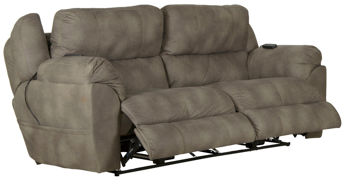 Flynn - Power Lay Flat Reclining Sofa Power Adjustable Headrest & Lumbar And Dual Heat & Massage - Fig - Hornell Furniture Outlet
