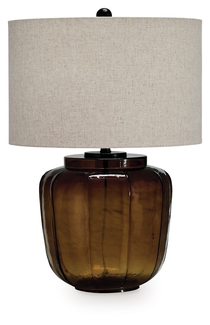 Bainmore - Amber - Glass Table Lamp - Hornell Furniture Outlet