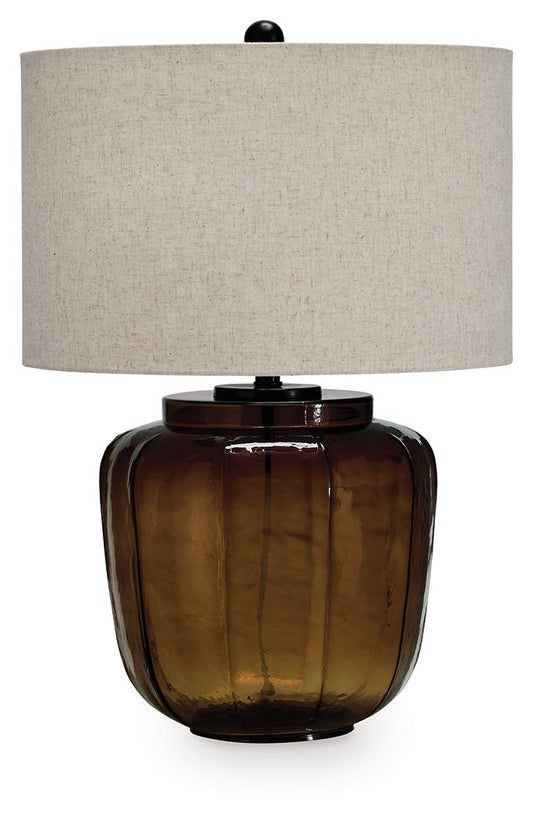 Bainmore - Amber - Glass Table Lamp - Hornell Furniture Outlet