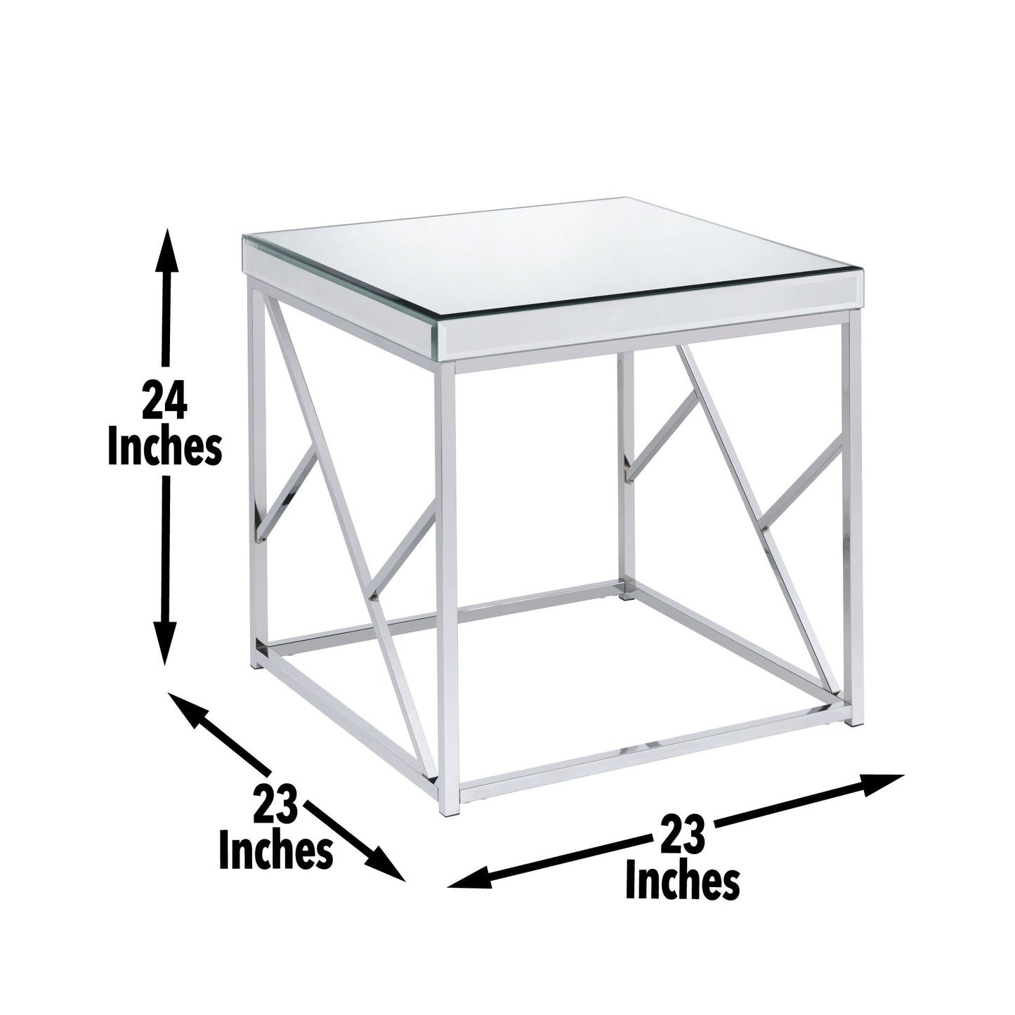 Evelyn - Mirror Top End Table - Silver - Hornell Furniture Outlet
