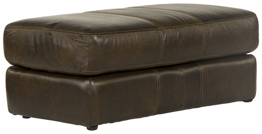 Pavia - Top Grain Italian Leather Match Ottoman - Cocoa - Hornell Furniture Outlet