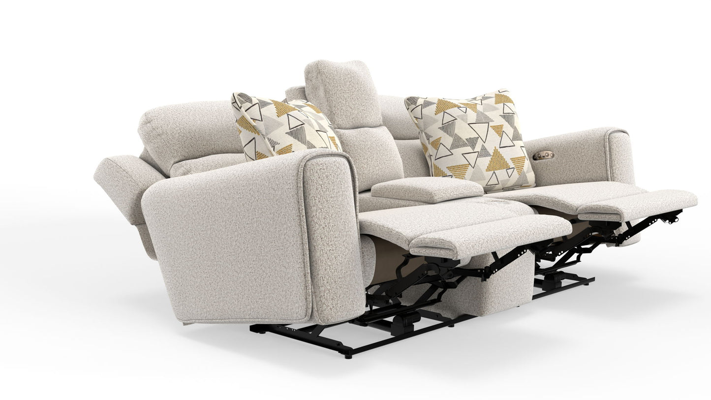 Micah - Power Headrest Power Deep Seat Reclining Console Loveseat - Oatmeal - Hornell Furniture Outlet