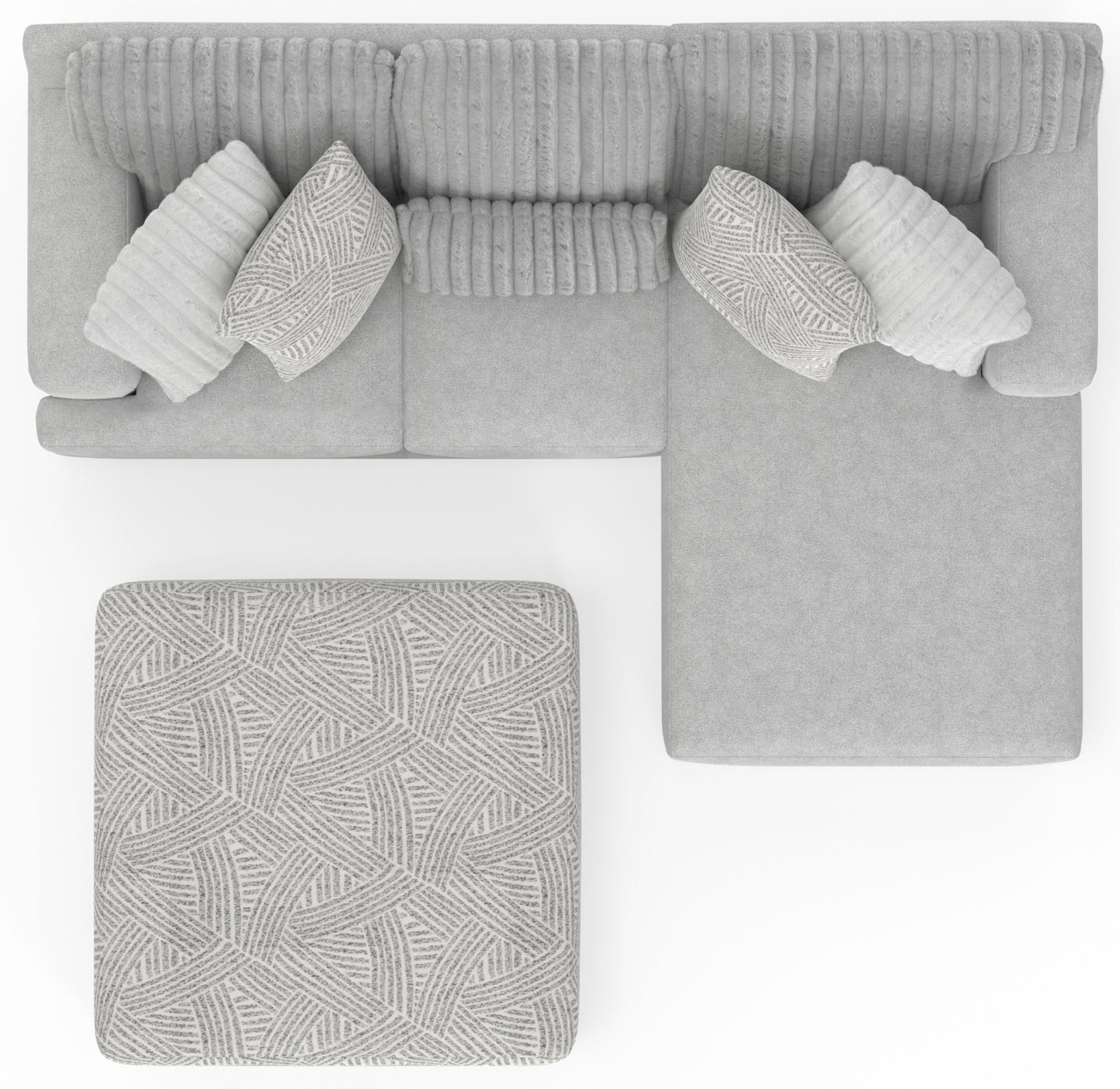 Logan - Upholstered Sectional With Comfort Coil Seating - 46" Cocktail Ottoman And Accent Pillows Included - Hornell Furniture Outlet