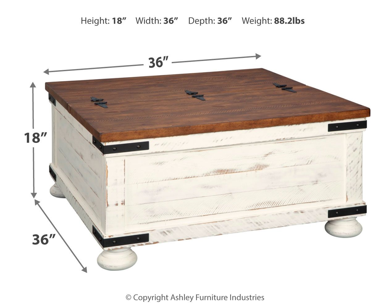 Wystfield - White / Brown - Cocktail Table with Storage - Hornell Furniture Outlet
