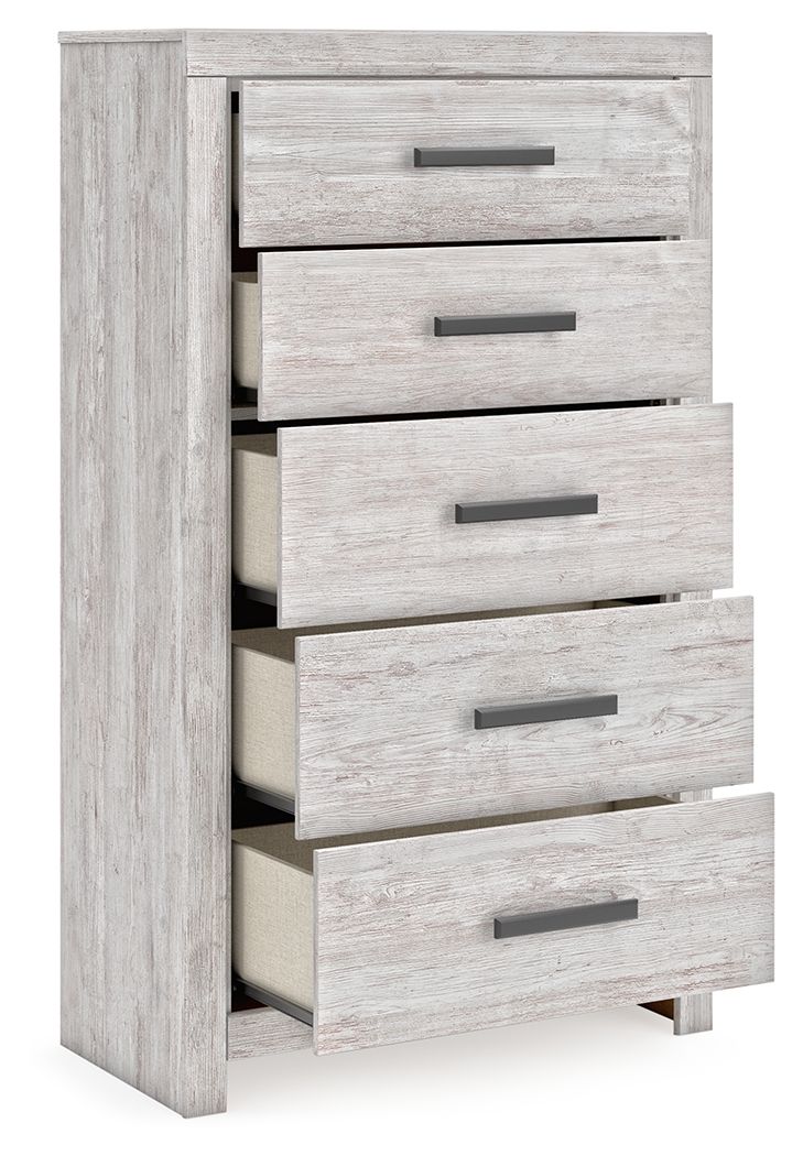 Cayboni - Whitewash - Five Drawer Chest - Hornell Furniture Outlet