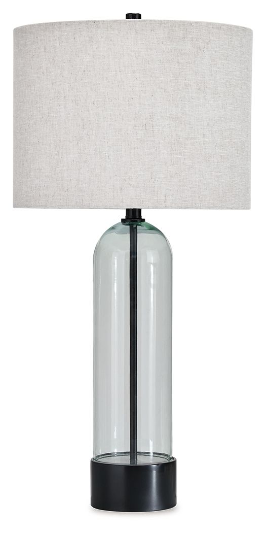 Kerrbrook - Clear / Black - Glass Table Lamp - Hornell Furniture Outlet