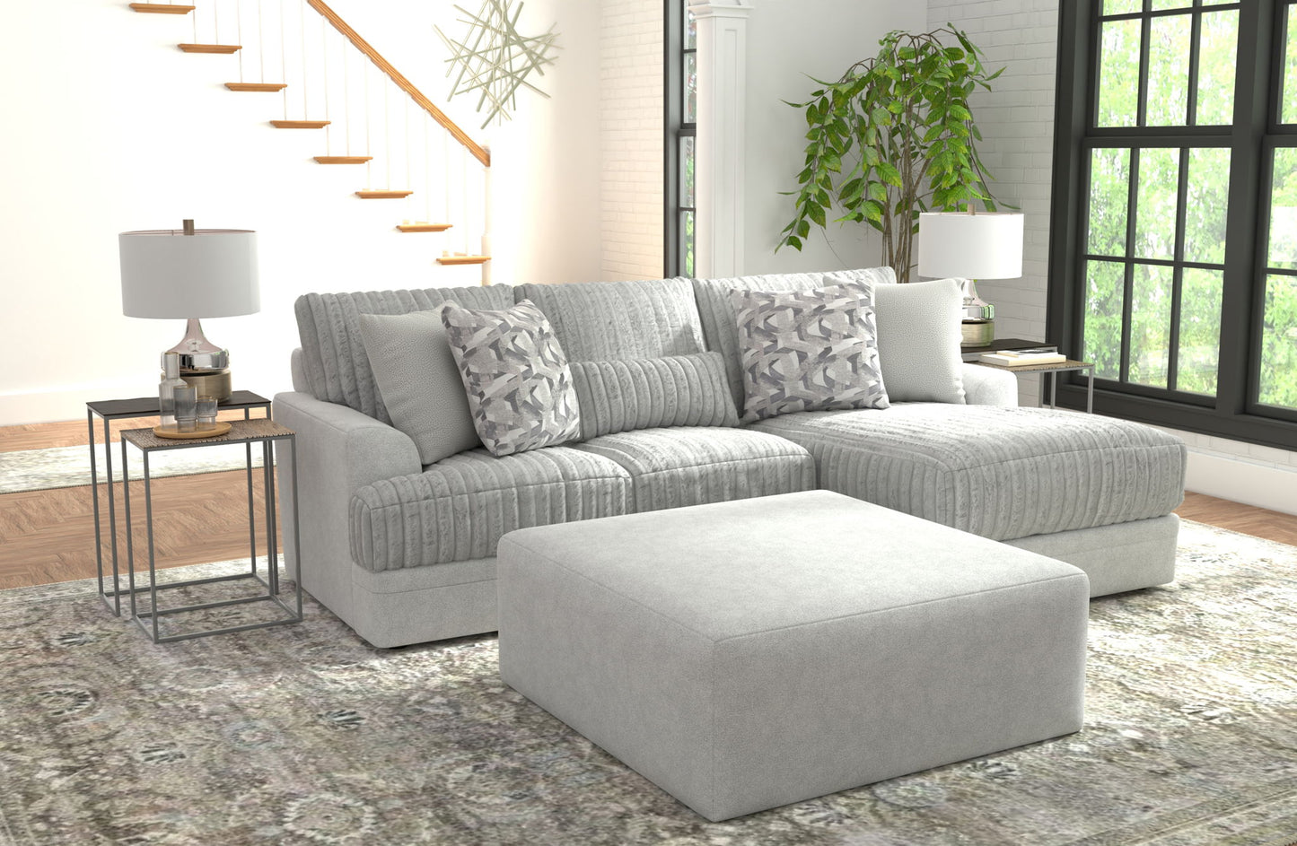 Titan - Sectional With Comfort Coil Seating, Cocktail Ottoman And Accent Pillows Included - Hornell Furniture Outlet