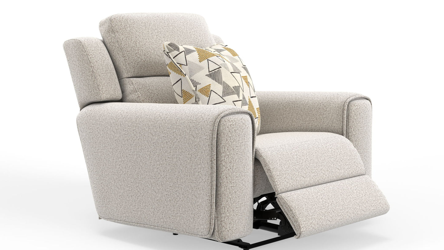 Micah - Power Headrest Power Deep Seat Lay Flat Recliner - Oatmeal - Hornell Furniture Outlet