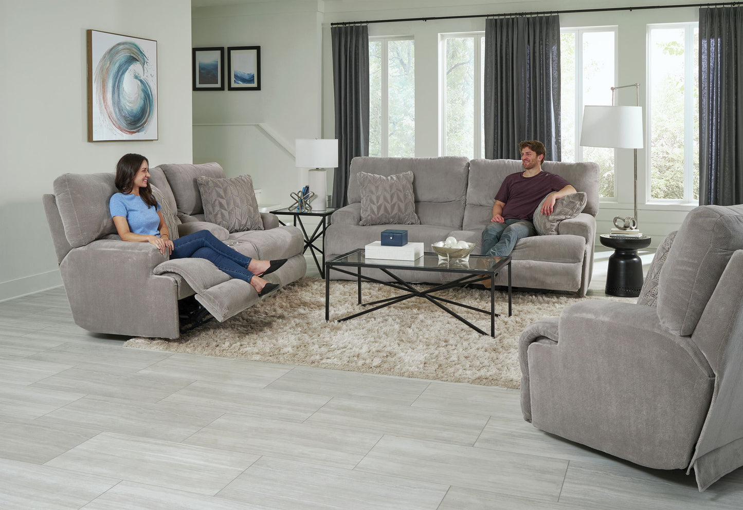 Renaldo - Power Sofa With Zero Gravity Recline - Stone - Hornell Furniture Outlet
