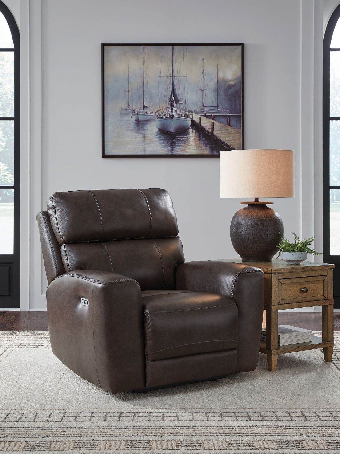 Crossplex - Smoke - Power Recliner / Adjustable Headrest - Hornell Furniture Outlet