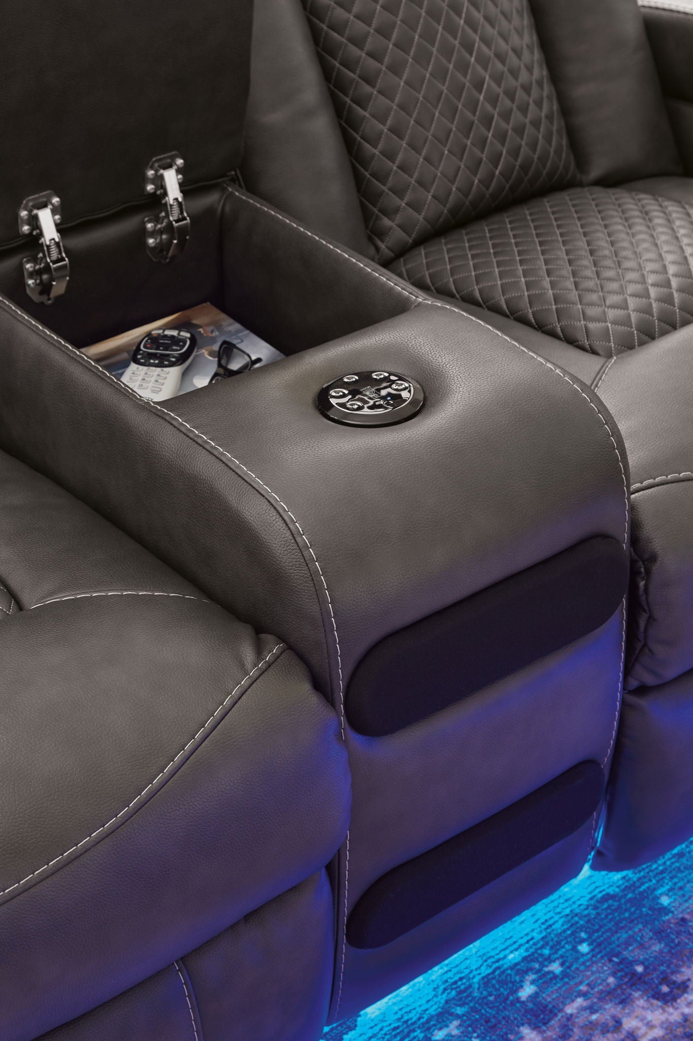 Fyne - dyme - Power Reclining Loveseat With Console/Adj Hdrst - Hornell Furniture Outlet
