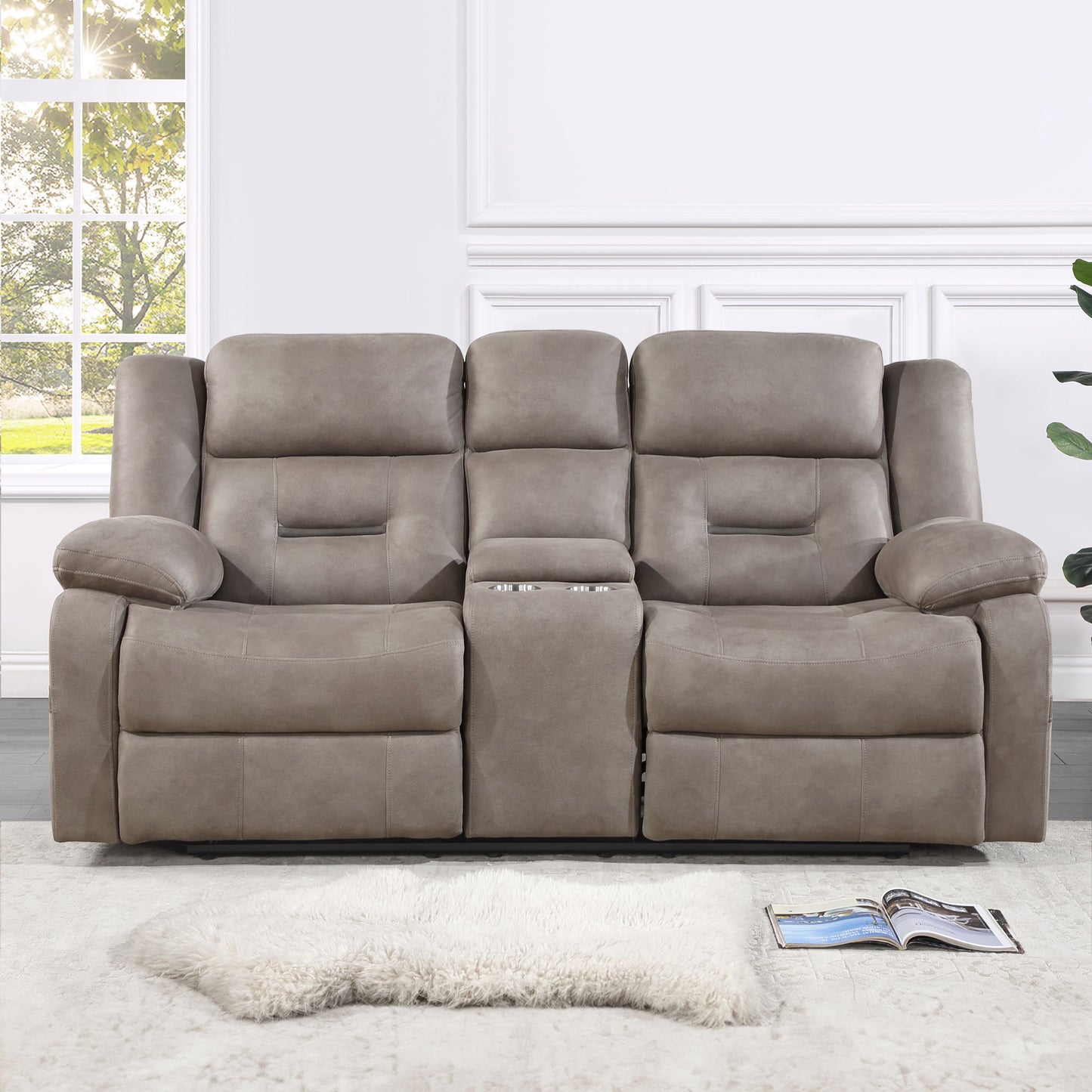 Abilene - Console Manual Loveseat - Tan - Hornell Furniture Outlet