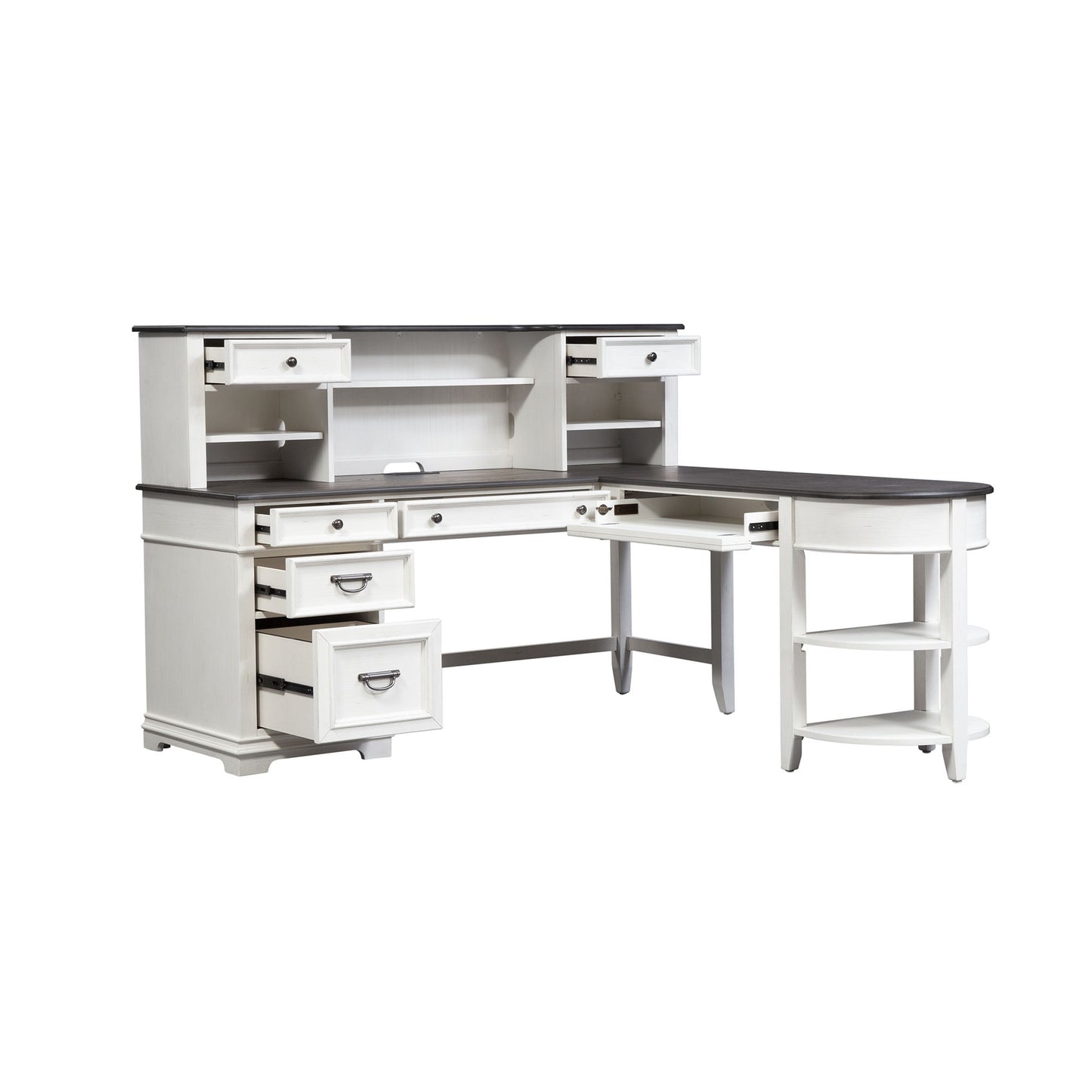 Allyson Park - L Shaped Desk With Hutch - White - Hornell Furniture Outlet