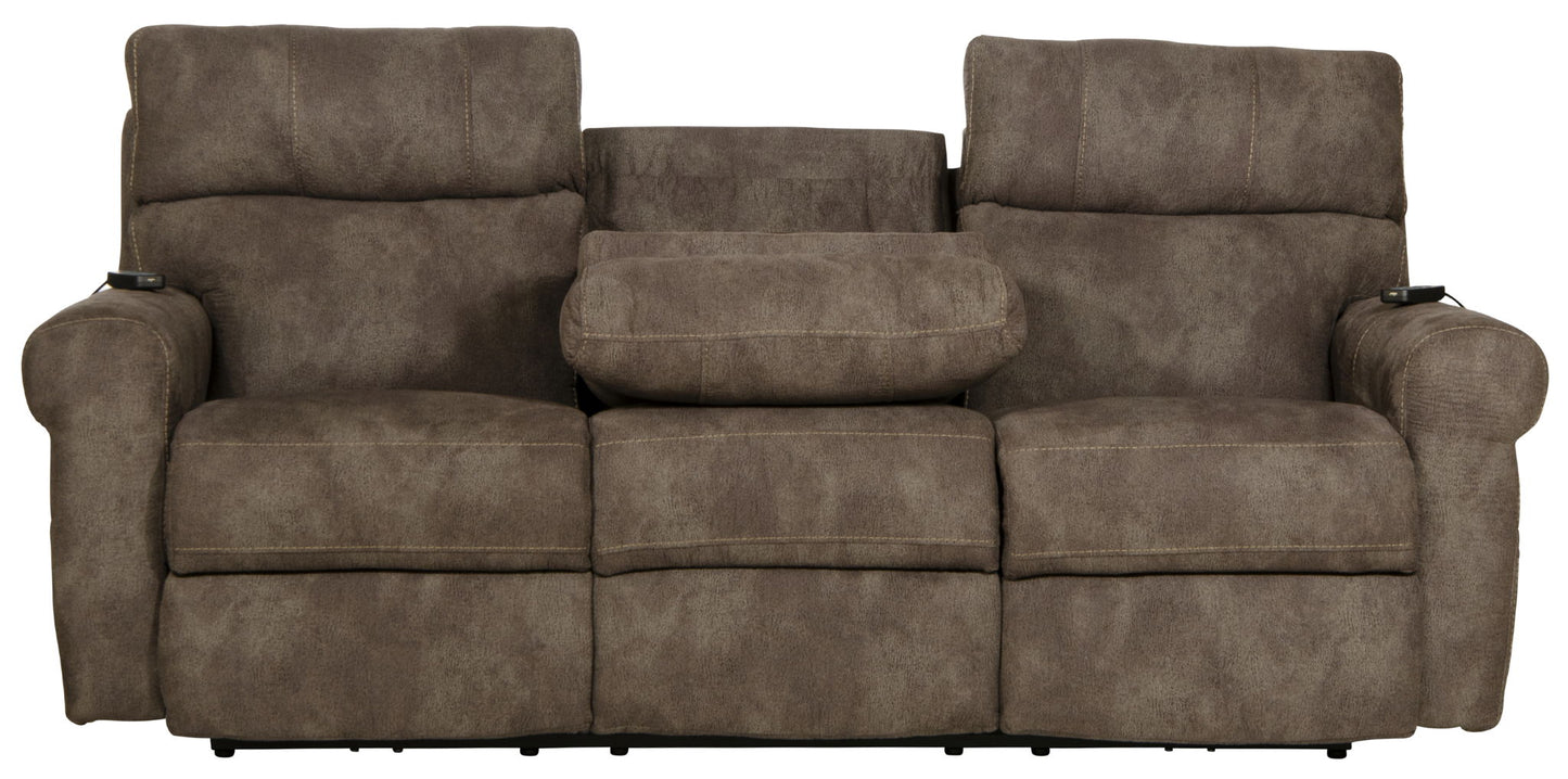 Tranquility - Power Headrest Power Lay Flat Reclining Sofa With DDT / CR3 Heat / Massage / Lumbar - Pewter - Hornell Furniture Outlet