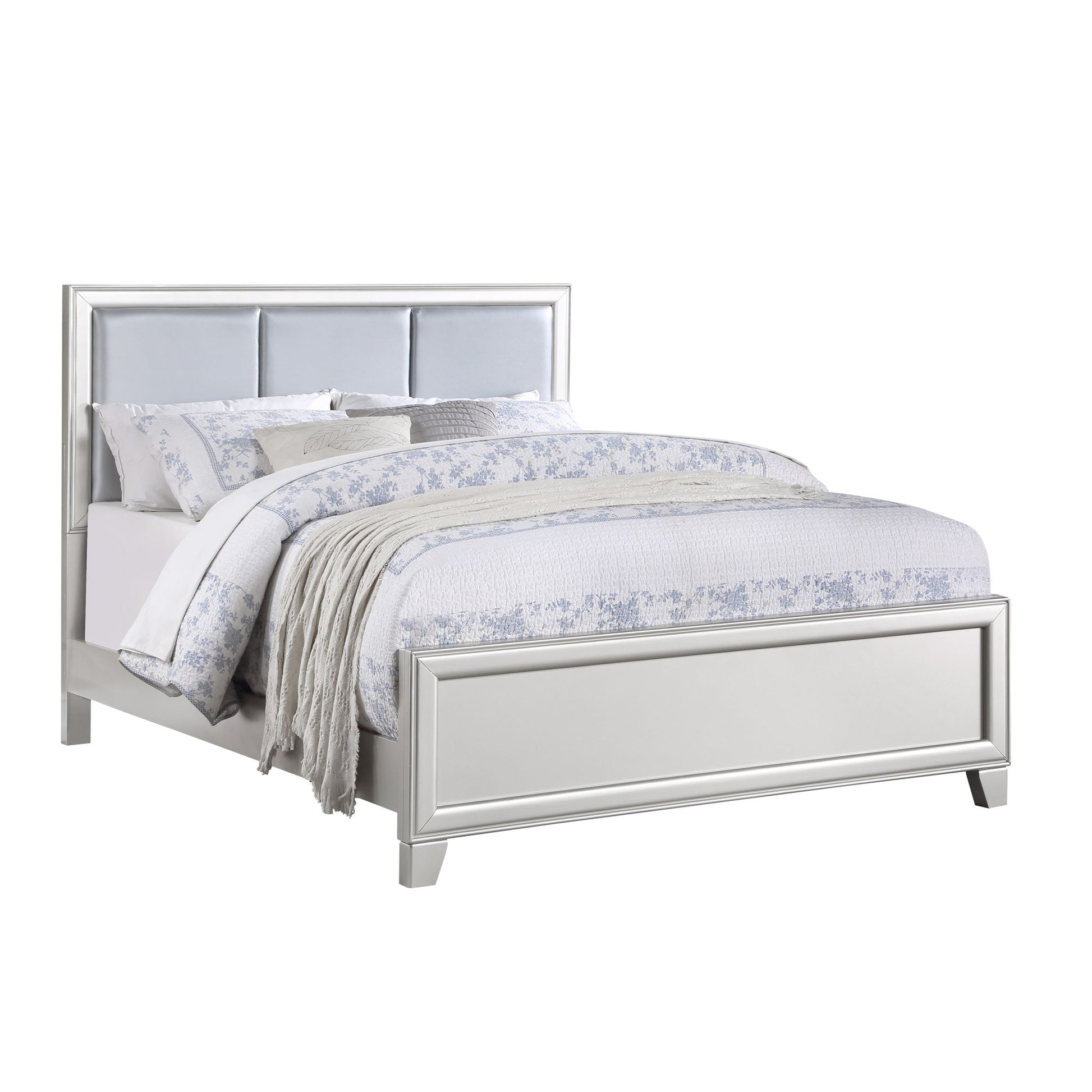 Omni - 6 Piece Queen Bedroom Set - Pearl Silver - Hornell Furniture Outlet