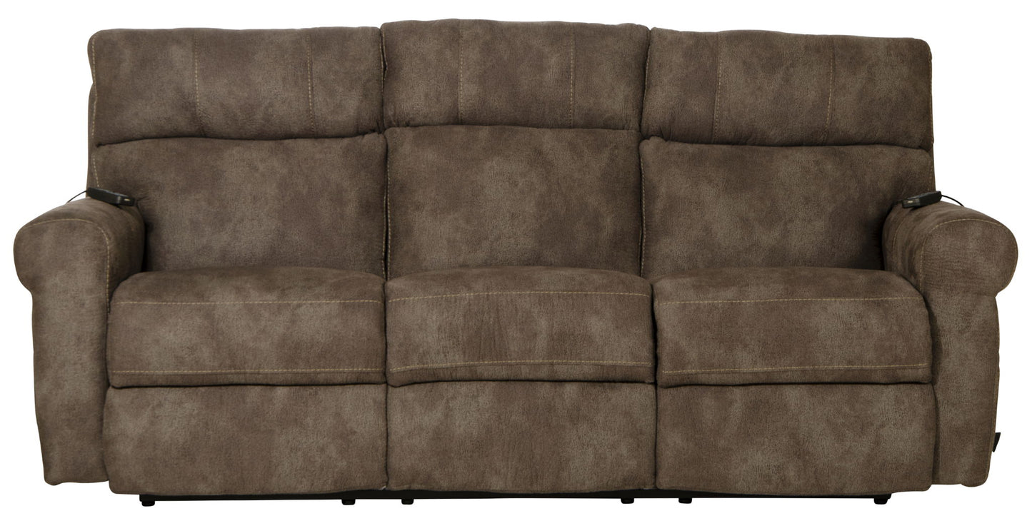 Tranquility - Power Headrest Power Lay Flat Reclining Sofa With DDT / CR3 Heat / Massage / Lumbar - Pewter - Hornell Furniture Outlet