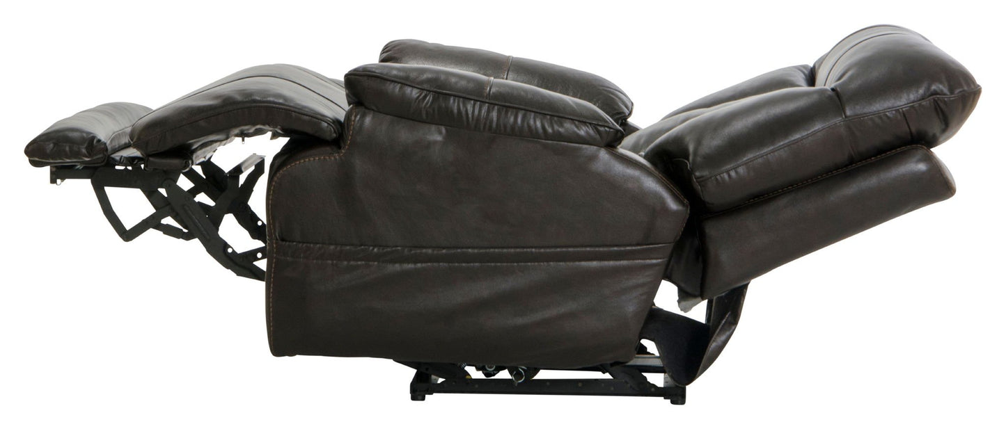 Naples - Power Lay Flat Recliner With Extended Ottoman - Chocolate - Hornell Furniture Outlet