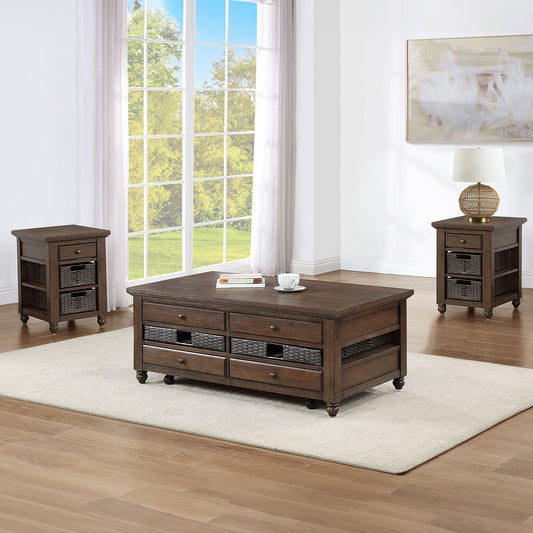 Oliver - 3 Piece Lift - Top Table Set - Brown - Hornell Furniture Outlet
