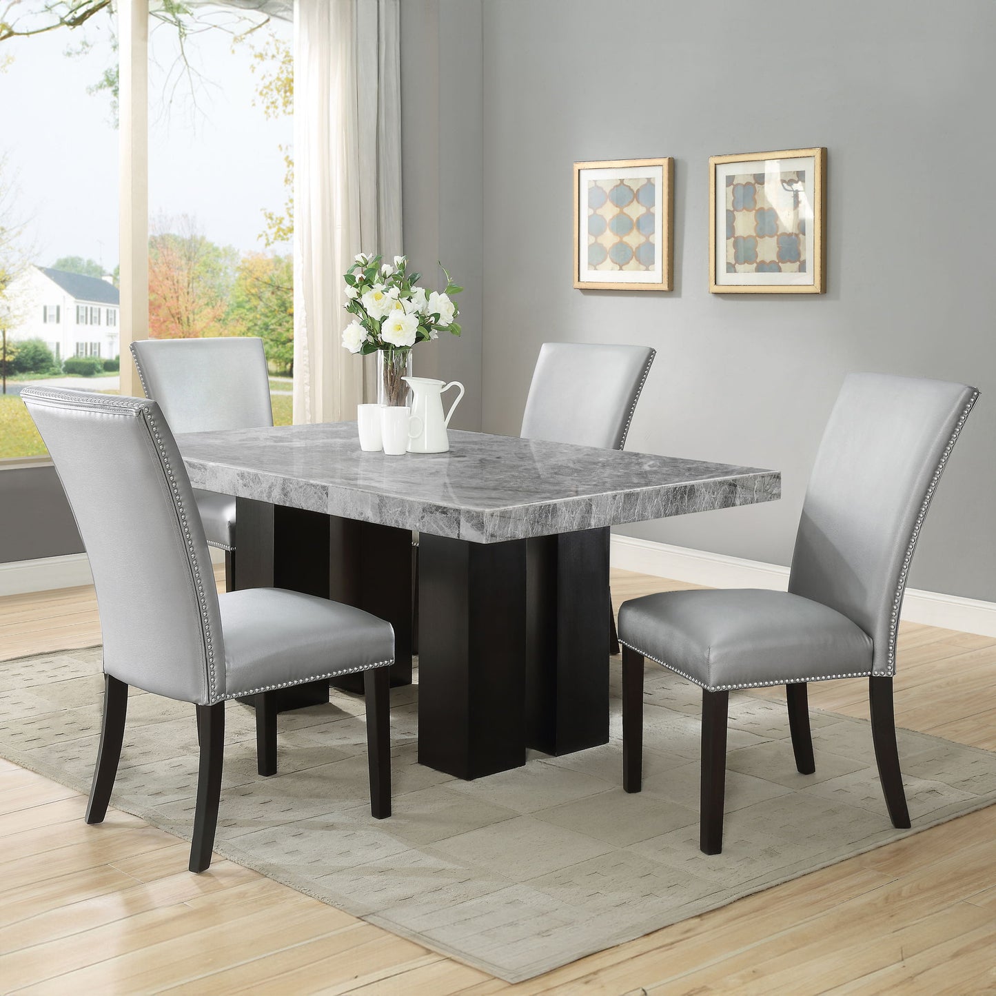 Camila - Rectangular Dining Set - Gray Top - Hornell Furniture Outlet
